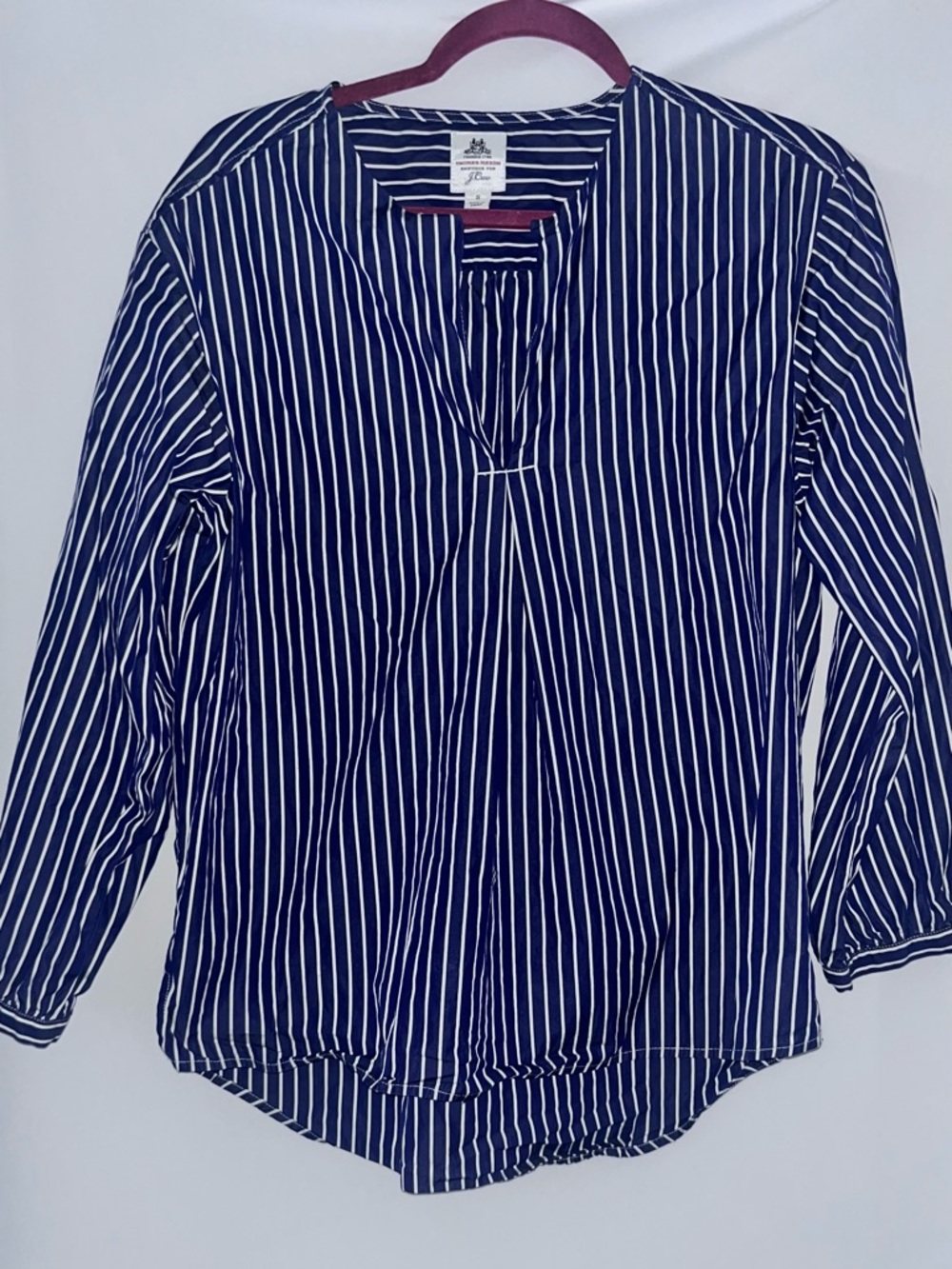 J.Crew Blue & White Striped Blouse Size Small Women's Blouse Casual V-Neck top